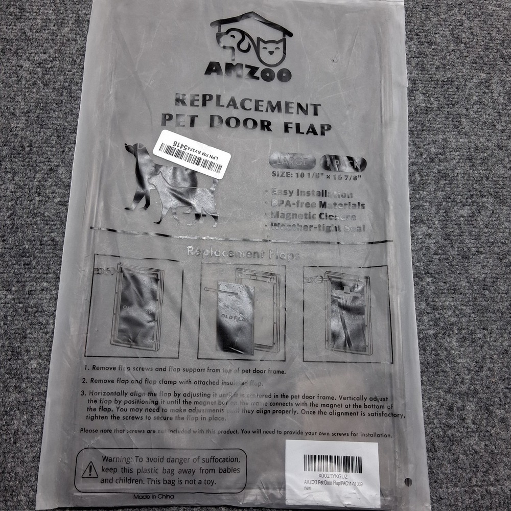 AMZOO Replacement Pet Door Flap Large 10 1/8 x 16 7/8 Magnetic PAC11-11039 New